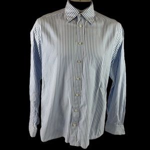 Eton Contemporary 43 | XL Blue Stripe Cotton Oxford Button Up Dress Shirt T483